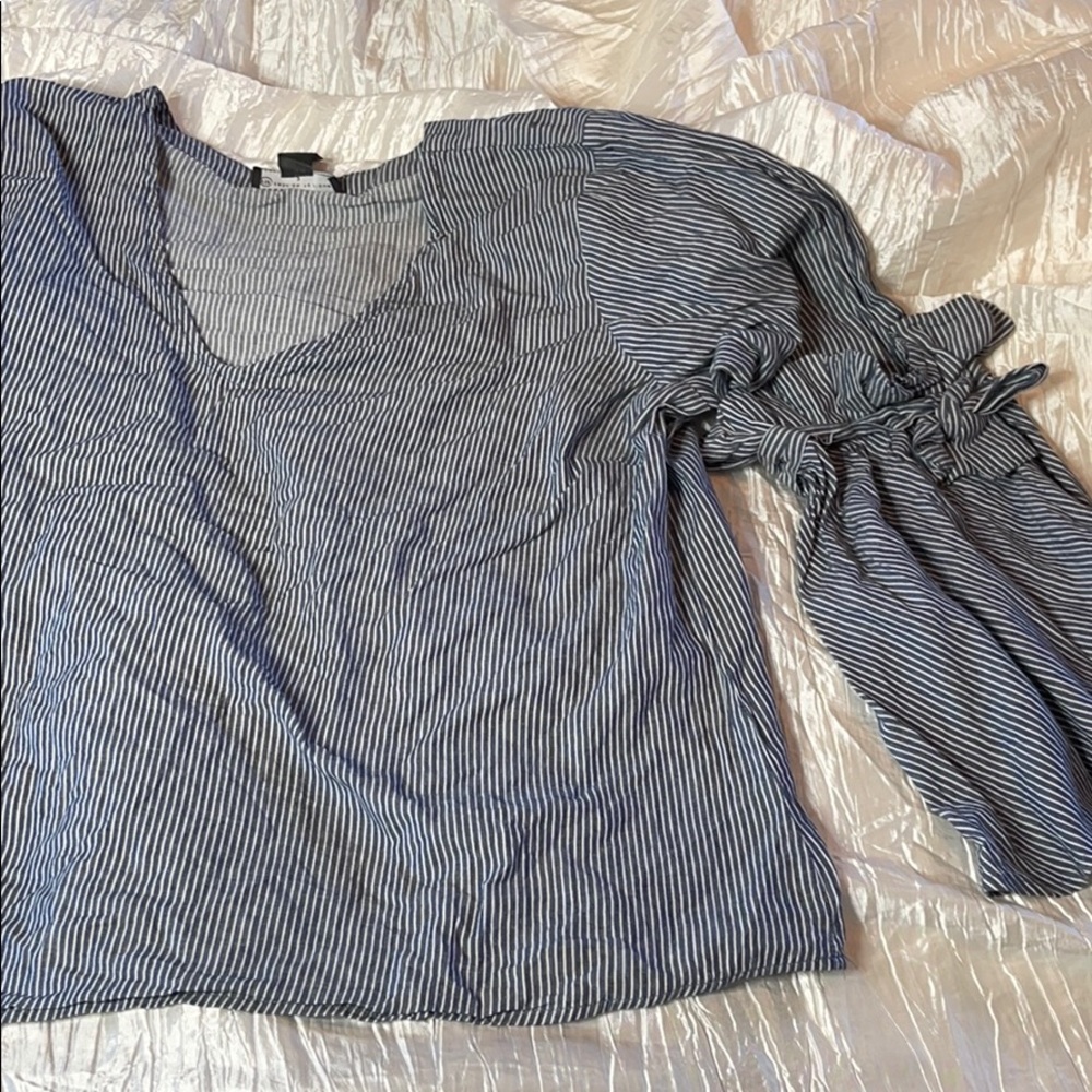 Plus size bell sleeve stripe shirt